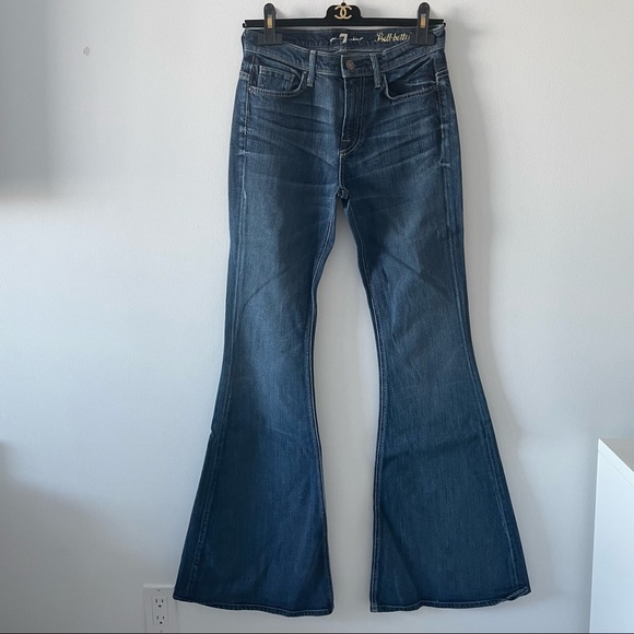 7 For All Mankind Denim - 7 For All Mankind medium wash bell-bottom flare blue jeans size 26 5 pockets